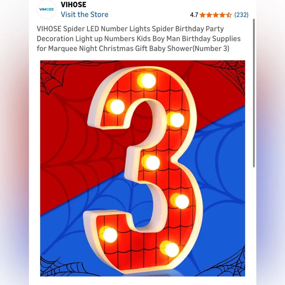 Spider LED Number Light - Red